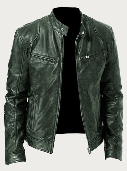 Isaac | Men's Classic Moto-Style Zip-Up Faux Leather Jacket
