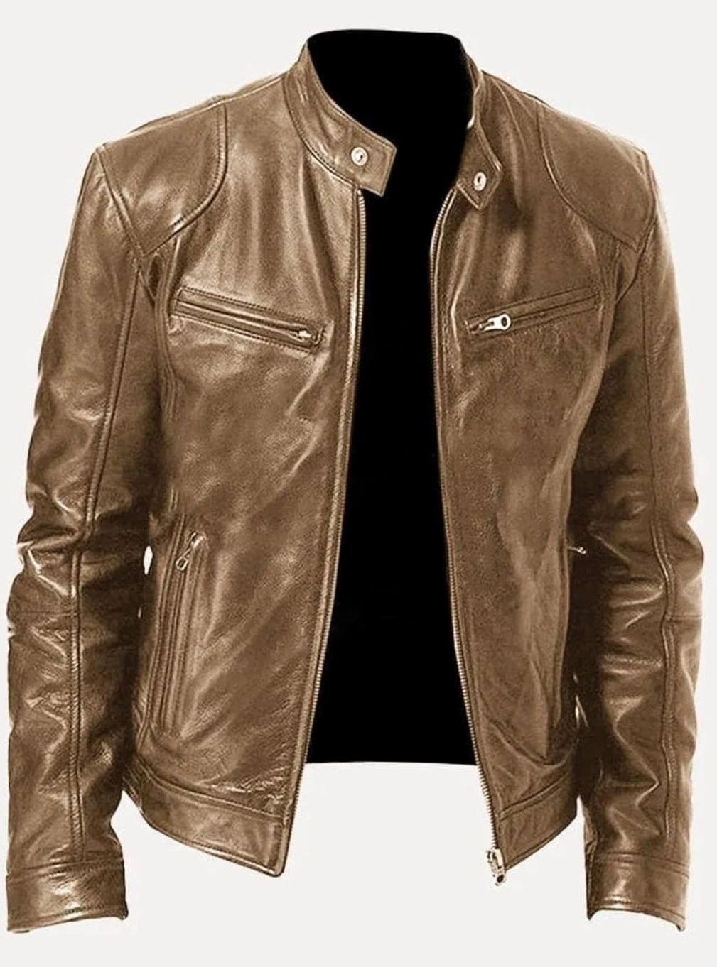 Isaac | Men's Classic Moto-Style Zip-Up Faux Leather Jacket