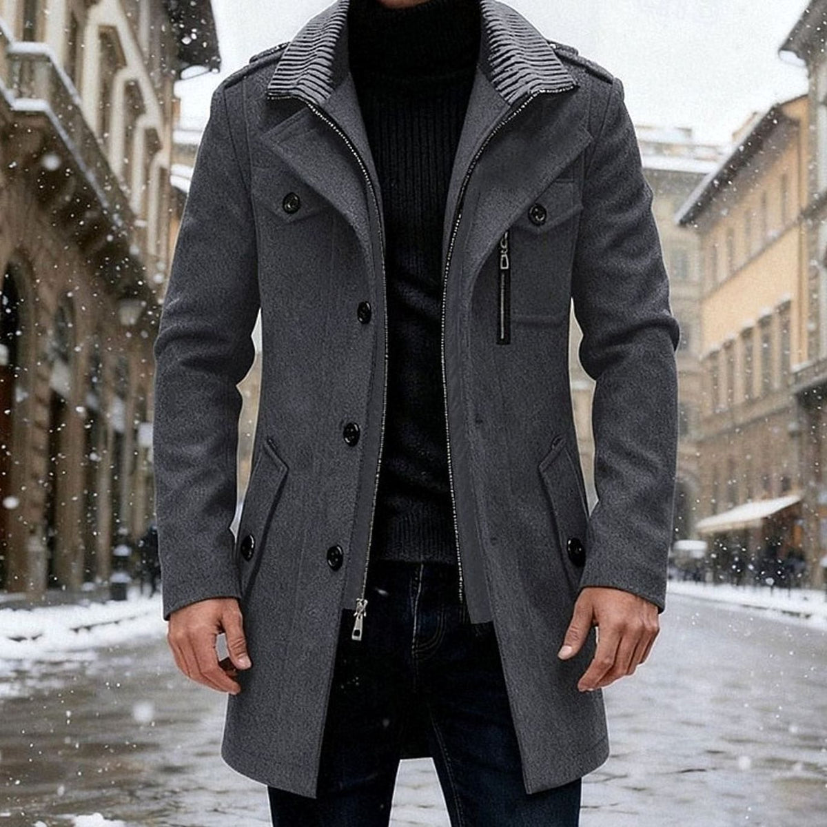 Toby | Men's Classic Double-Breasted Tailored Wool Overcoat for Winter