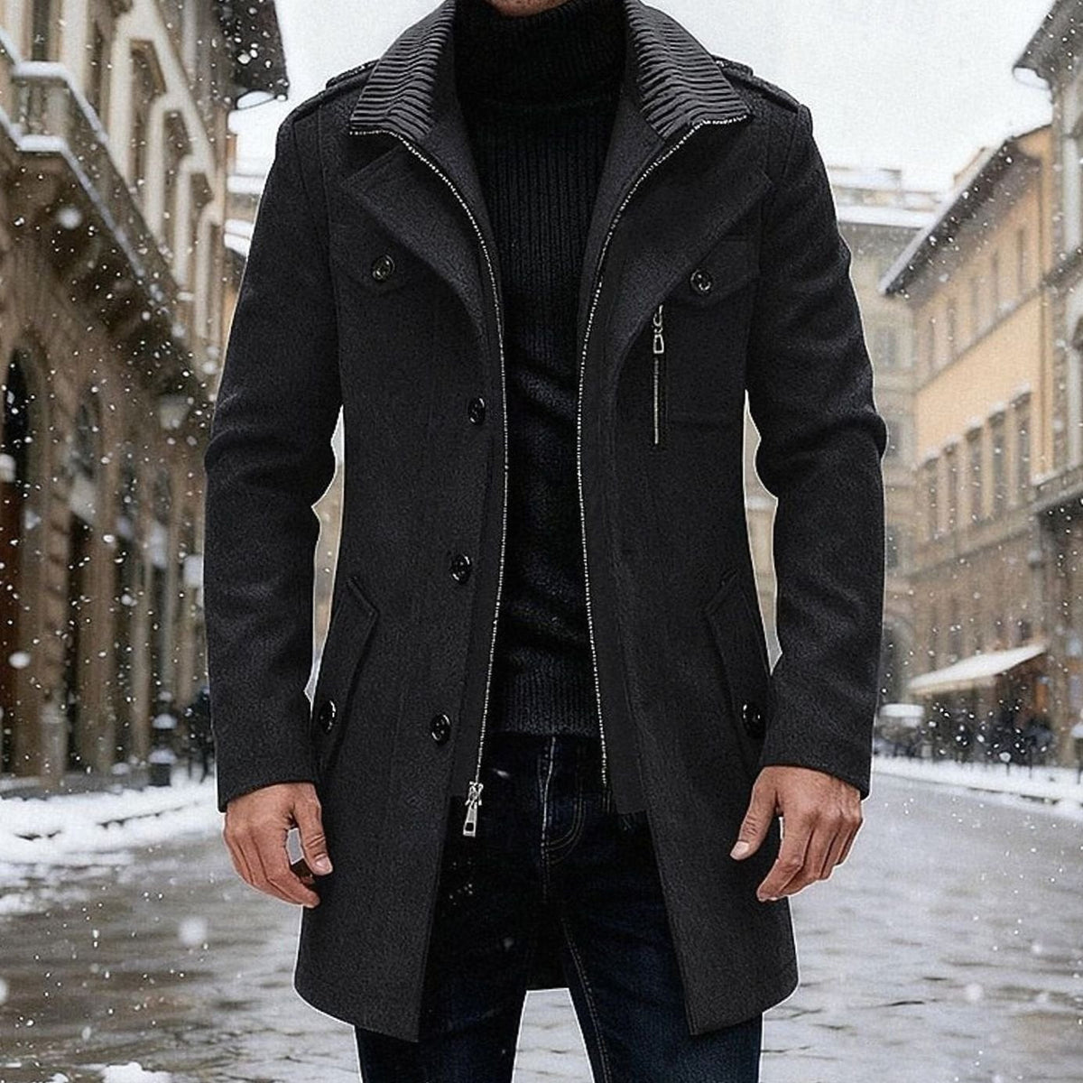 Toby | Men's Classic Double-Breasted Tailored Wool Overcoat for Winter