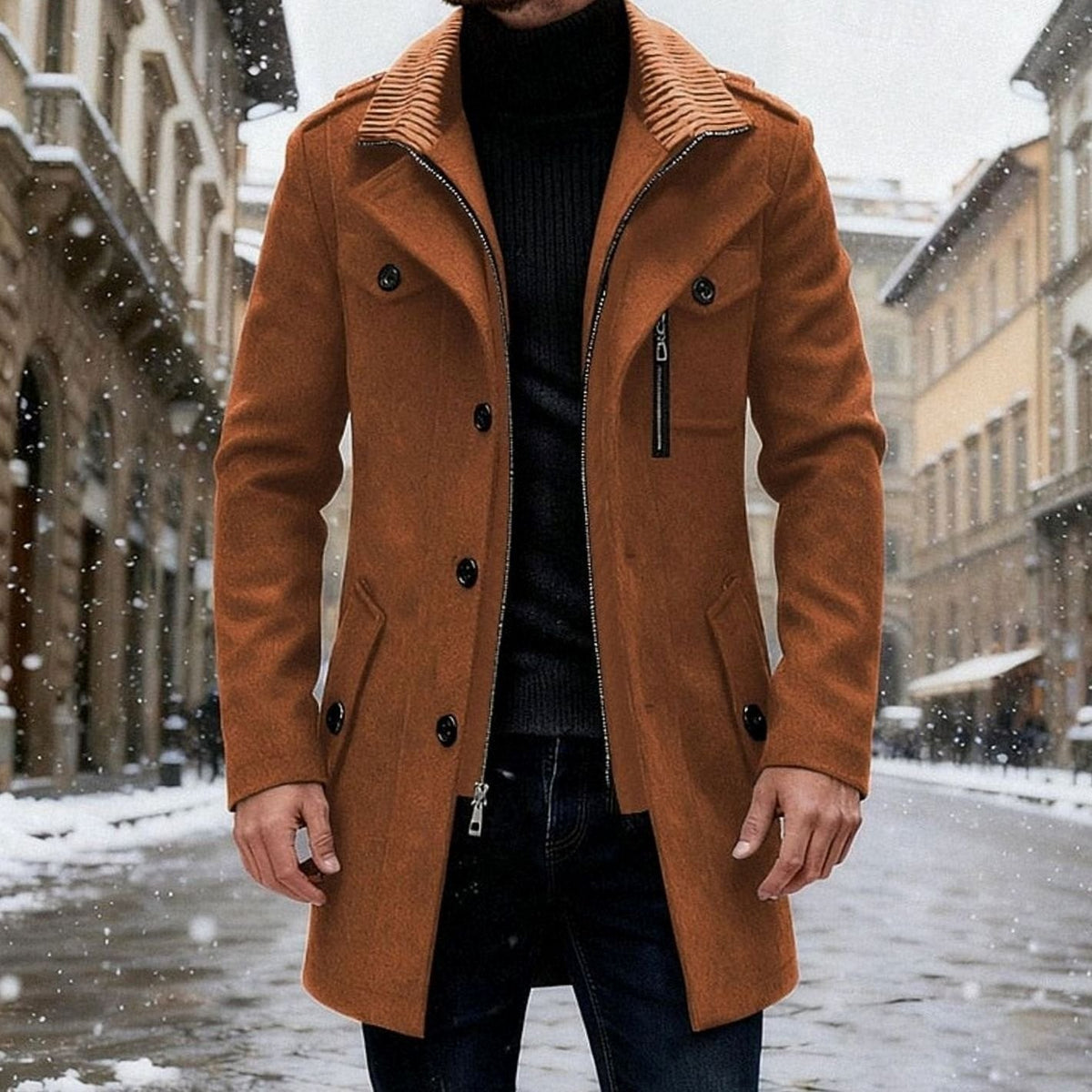 Toby | Men's Classic Double-Breasted Tailored Wool Overcoat for Winter
