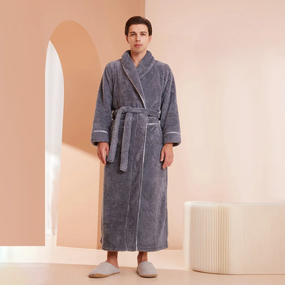 Men's Cozy Flannel Fleece Winter Bathrobe