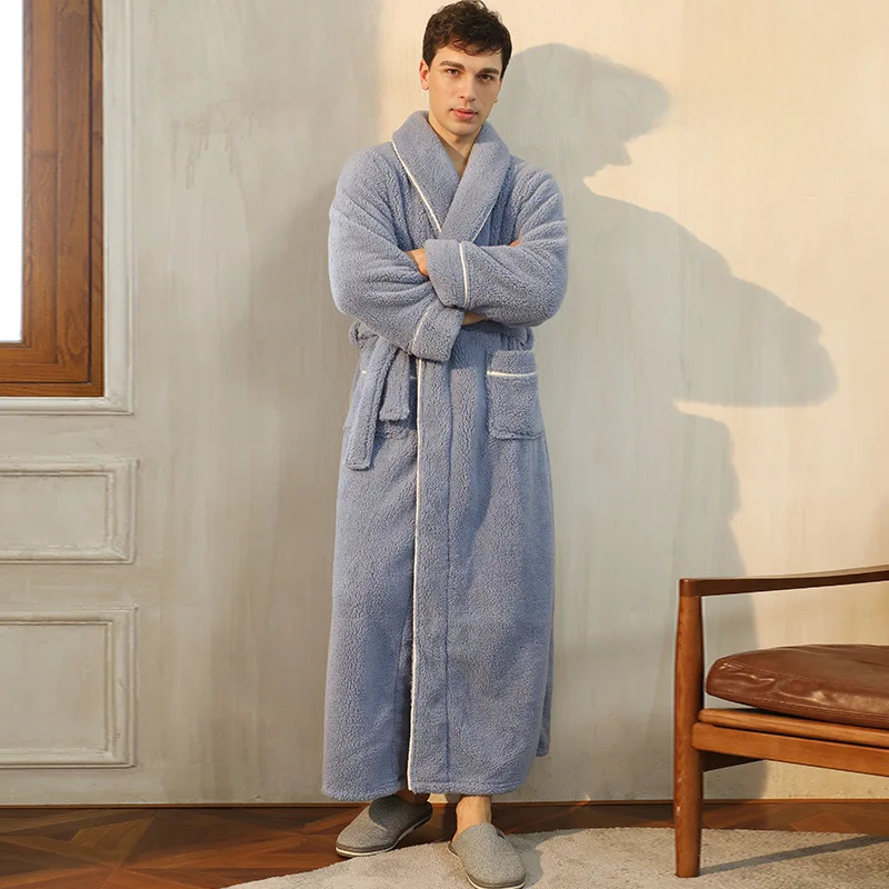 Men's Cozy Flannel Fleece Winter Bathrobe