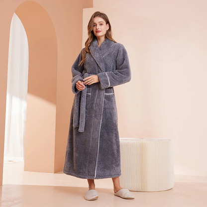 Men's Cozy Flannel Fleece Winter Bathrobe