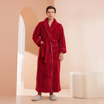 Men's Cozy Flannel Fleece Winter Bathrobe