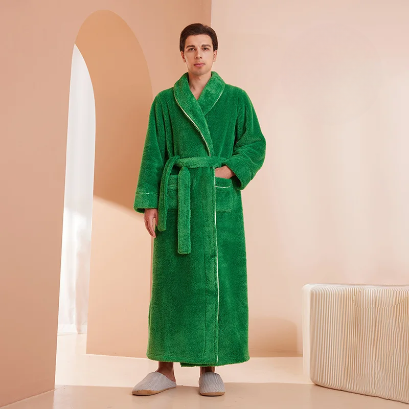Men's Cozy Flannel Fleece Winter Bathrobe