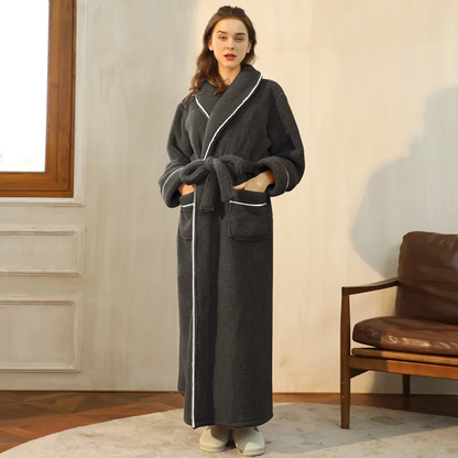 Men's Cozy Flannel Fleece Winter Bathrobe