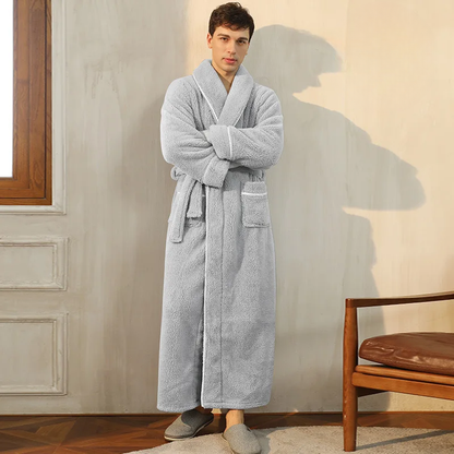Men's Cozy Flannel Fleece Winter Bathrobe