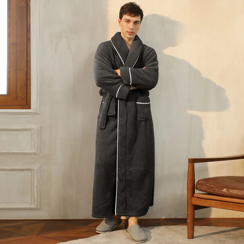 Men's Cozy Flannel Fleece Winter Bathrobe