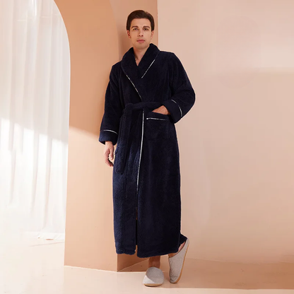 Men's Cozy Flannel Fleece Winter Bathrobe