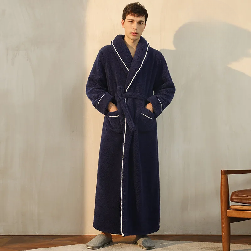 Men's Cozy Flannel Fleece Winter Bathrobe