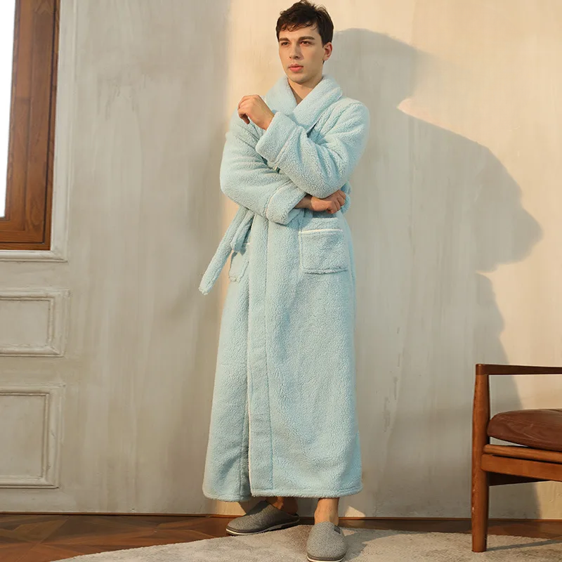 Men's Cozy Flannel Fleece Winter Bathrobe