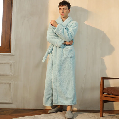 Men's Cozy Flannel Fleece Winter Bathrobe