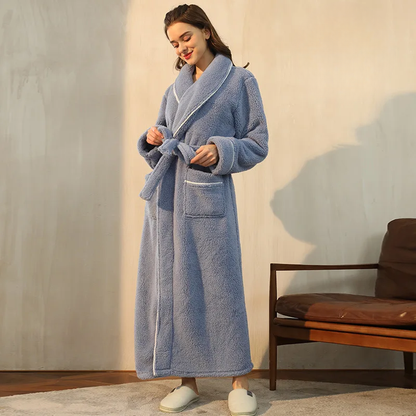 Men's Cozy Flannel Fleece Winter Bathrobe