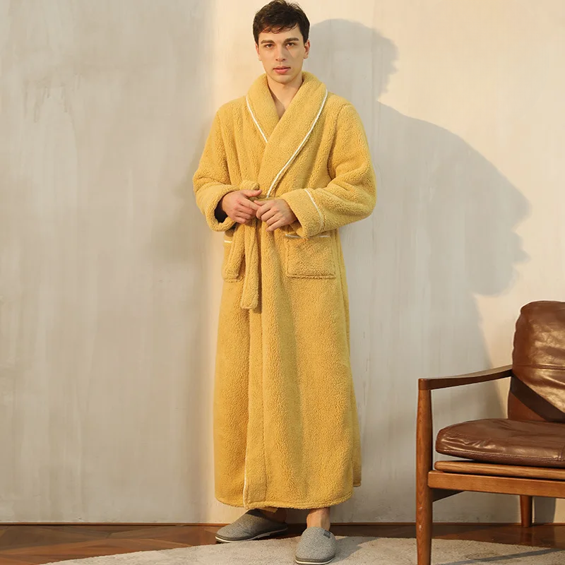 Men's Cozy Flannel Fleece Winter Bathrobe