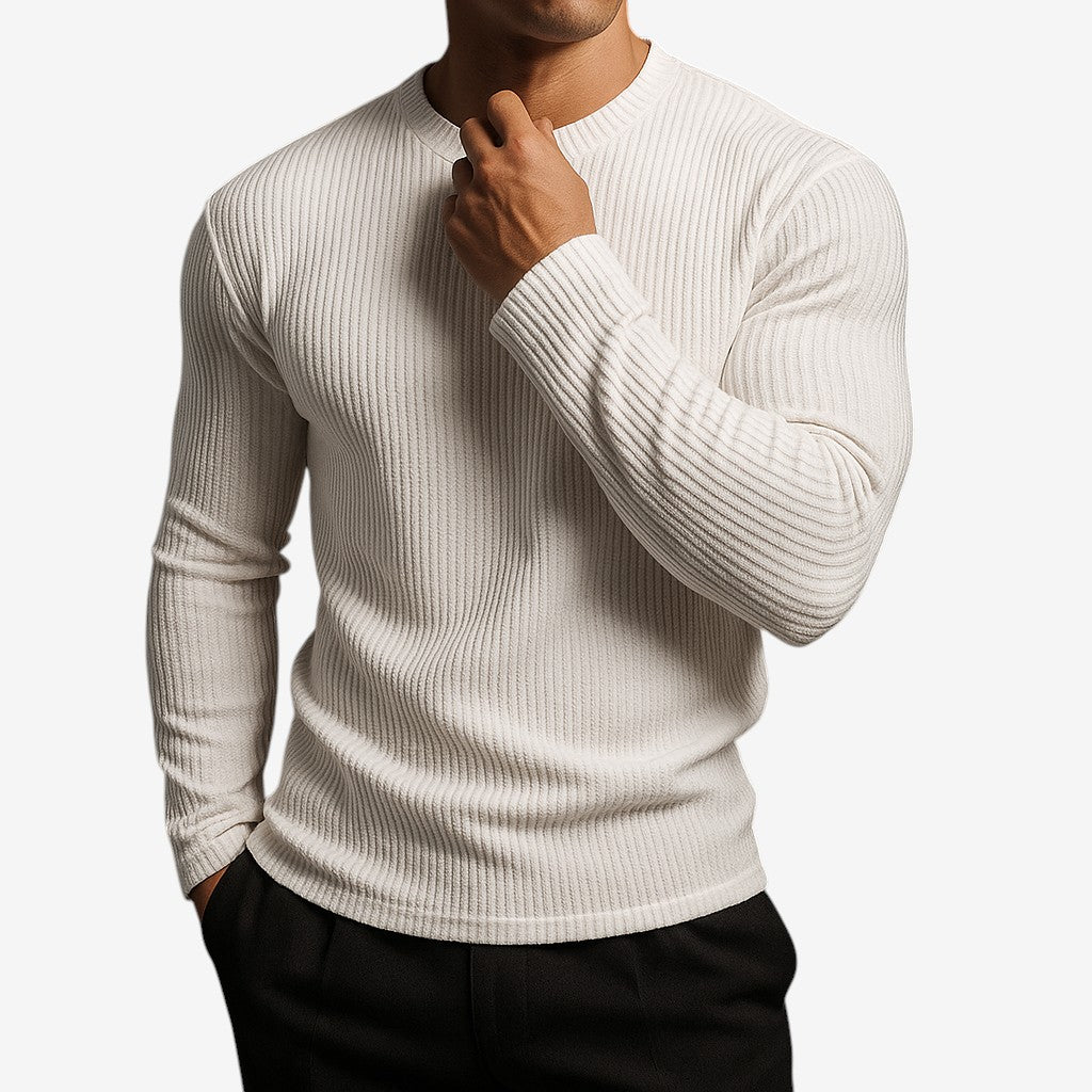 Adam | Men's Classic Striped Long-Sleeve Crewneck Jumper for Winter