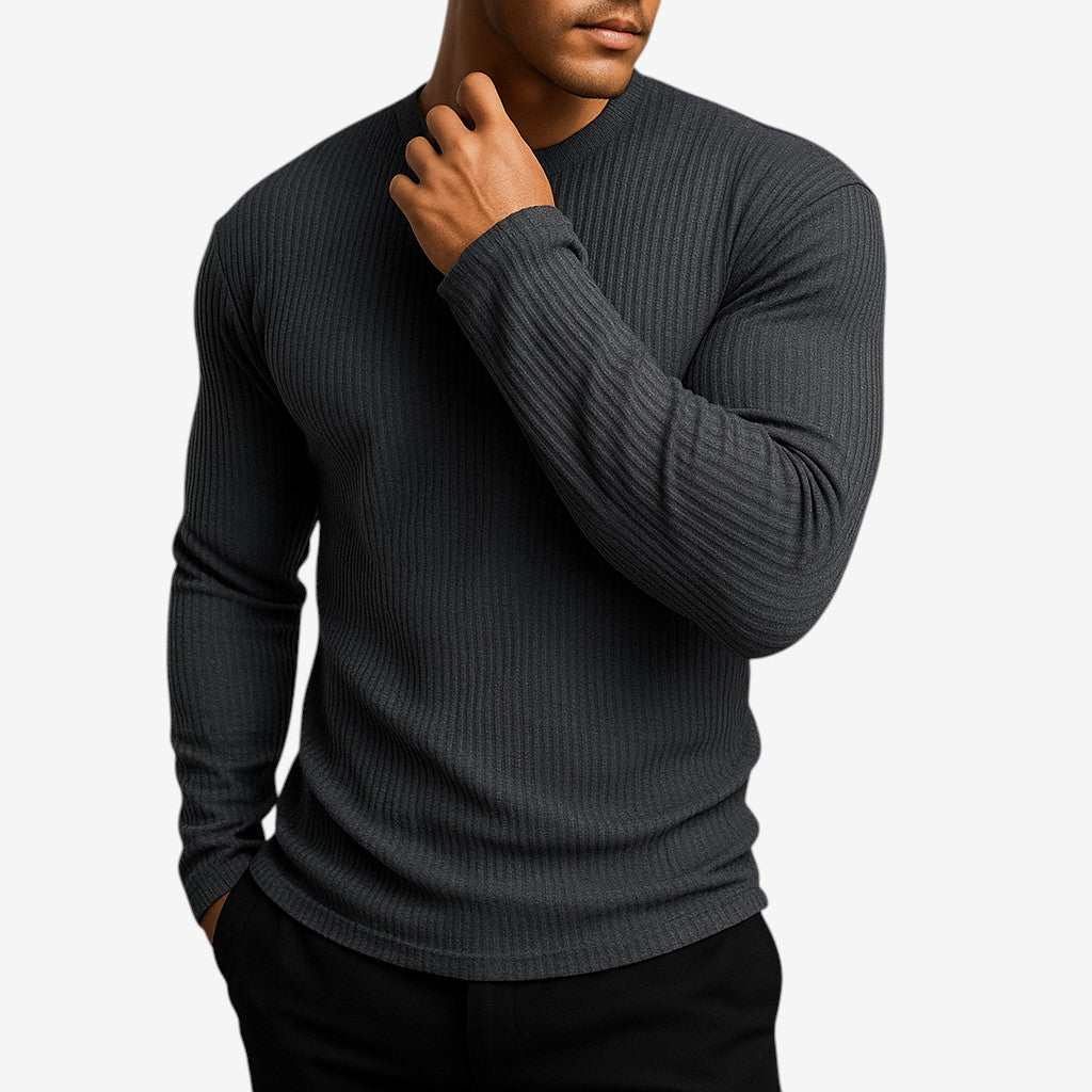 Adam | Men's Classic Striped Long-Sleeve Crewneck Jumper for Winter