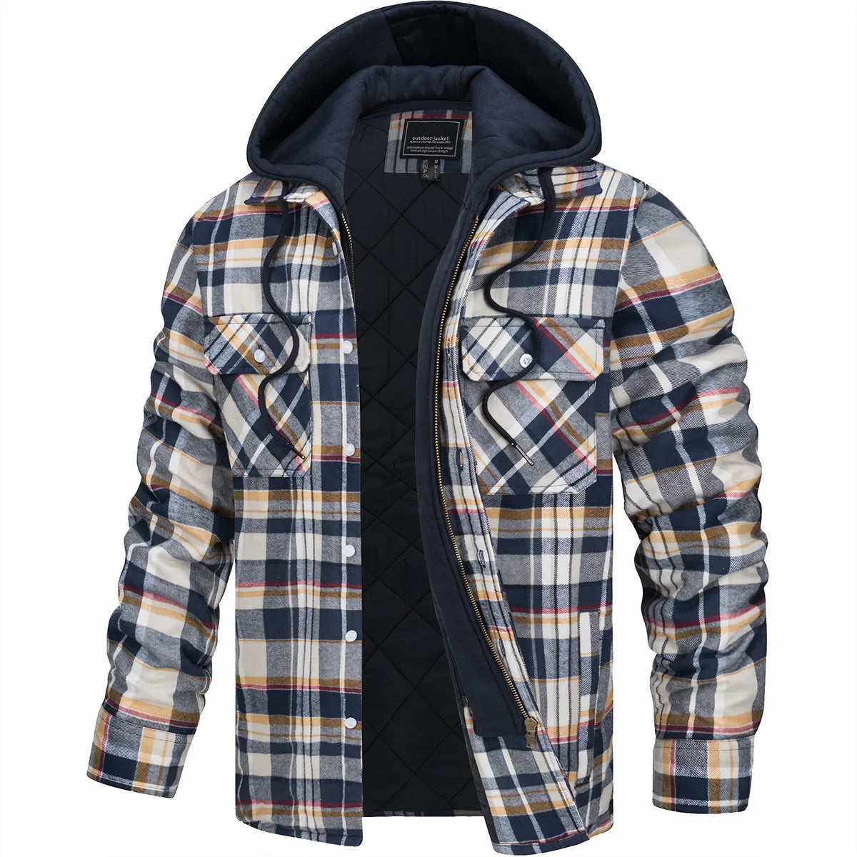 Nathan | Men's Stylish Plaid Hooded Bomber Jacket with Quilted Lining