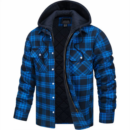 Nathan | Men's Stylish Plaid Hooded Bomber Jacket with Quilted Lining