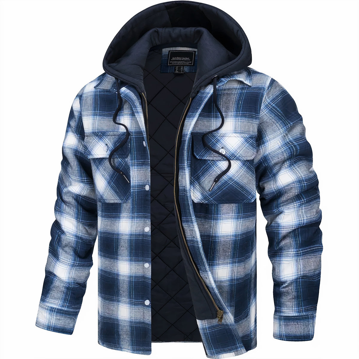 Nathan | Men's Stylish Plaid Hooded Bomber Jacket with Quilted Lining