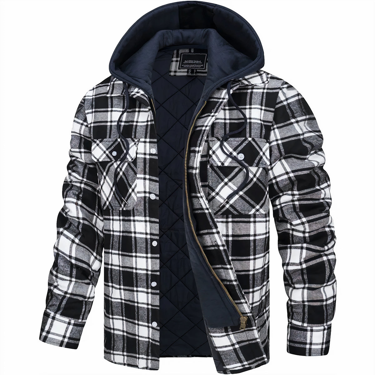 Nathan | Men's Stylish Plaid Hooded Bomber Jacket with Quilted Lining