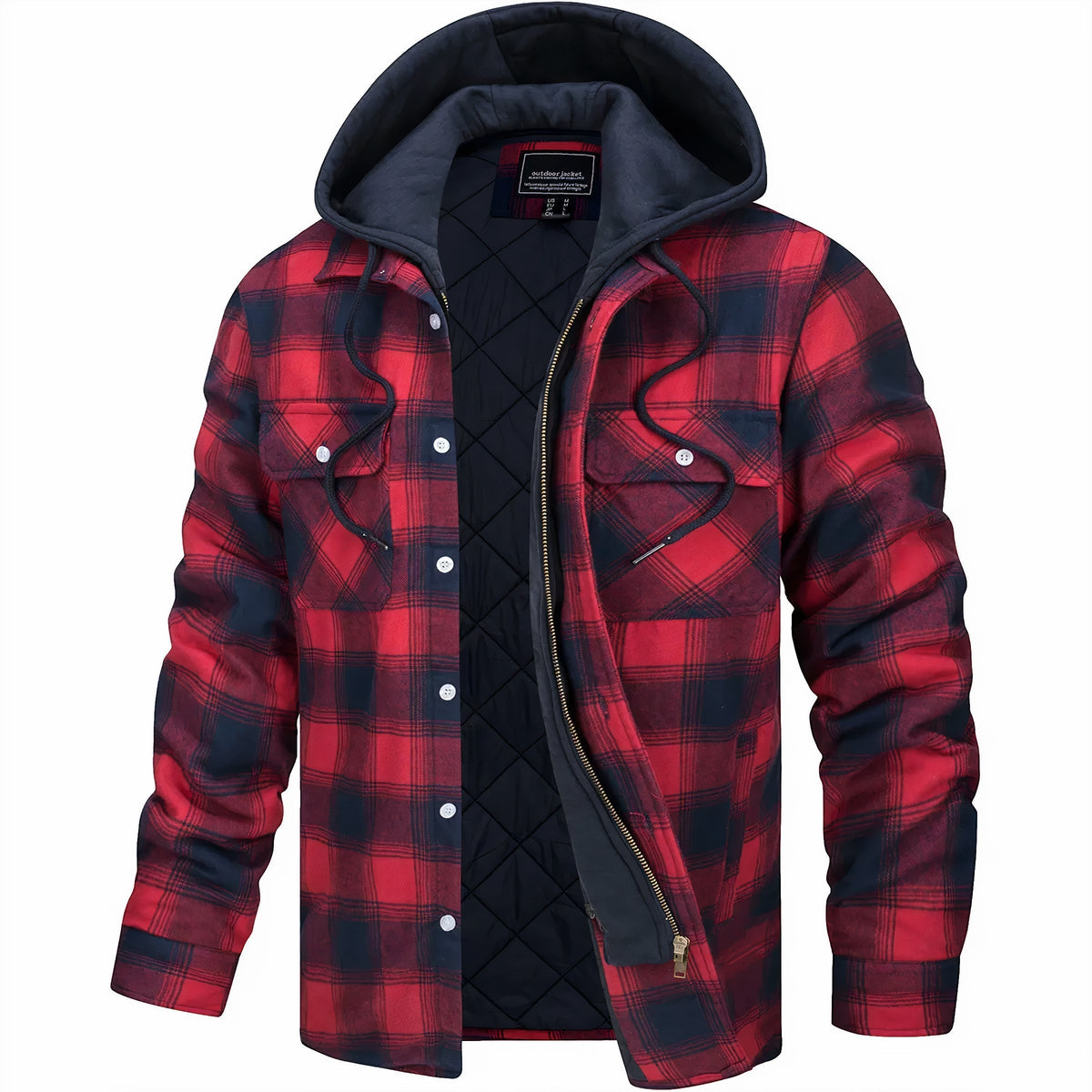 Nathan | Men's Stylish Plaid Hooded Bomber Jacket with Quilted Lining