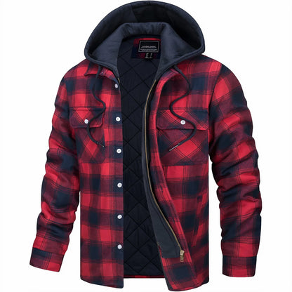 Nathan | Men's Stylish Plaid Hooded Bomber Jacket with Quilted Lining