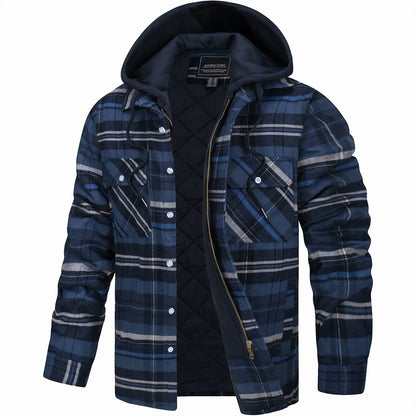 Nathan | Men's Stylish Plaid Hooded Bomber Jacket with Quilted Lining