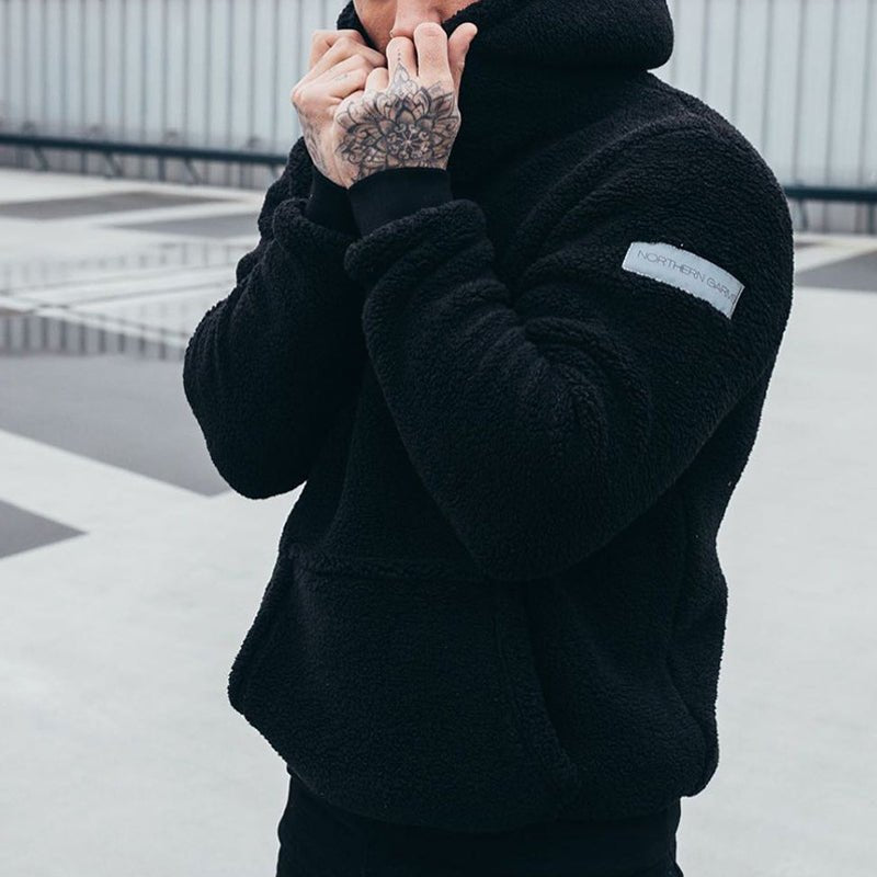 Men's Cozy Sherpa-Lined Relaxed-Fit Pullover Hoodie
