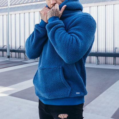 Men's Cozy Sherpa-Lined Relaxed-Fit Pullover Hoodie