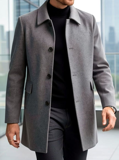 Adam | Men's Classic Collar Relaxed-Fit Wool Overcoat for Winter