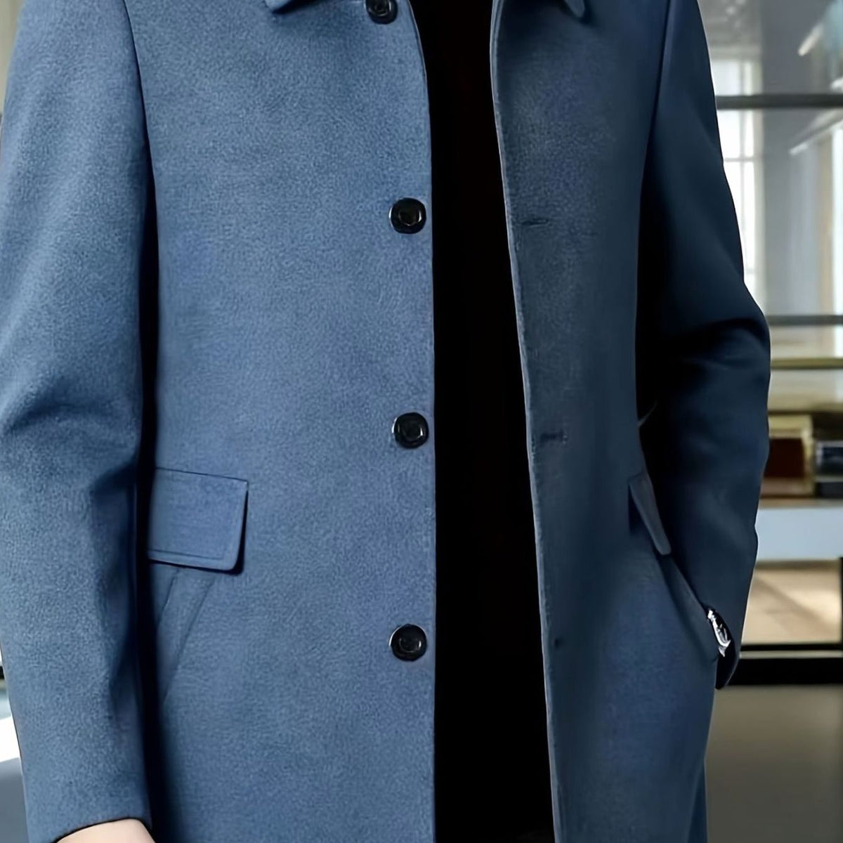Adam | Men's Classic Collar Relaxed-Fit Wool Overcoat for Winter
