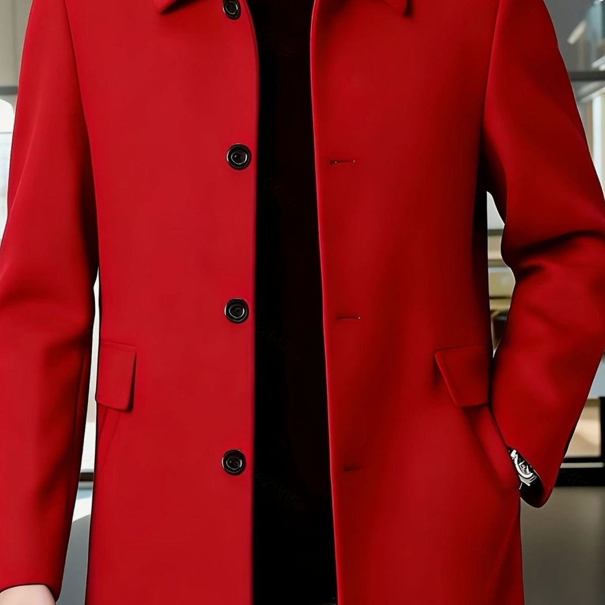 Adam | Men's Classic Collar Relaxed-Fit Wool Overcoat for Winter