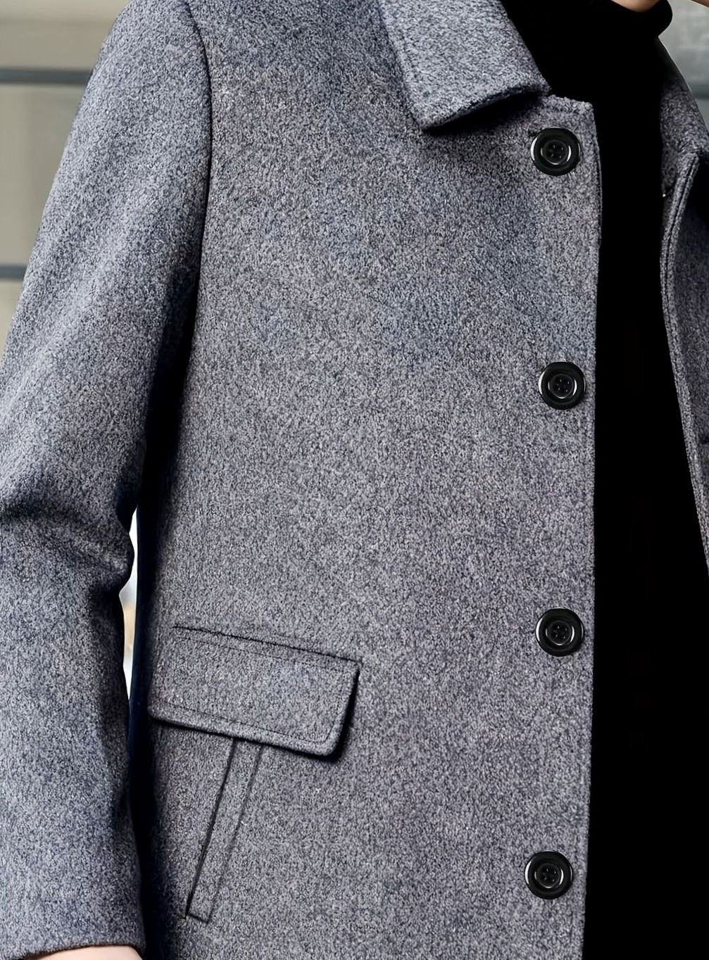 Adam | Men's Classic Collar Relaxed-Fit Wool Overcoat for Winter