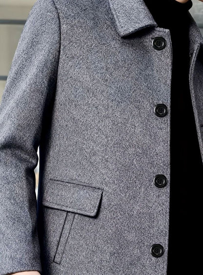 Adam | Men's Classic Collar Relaxed-Fit Wool Overcoat for Winter