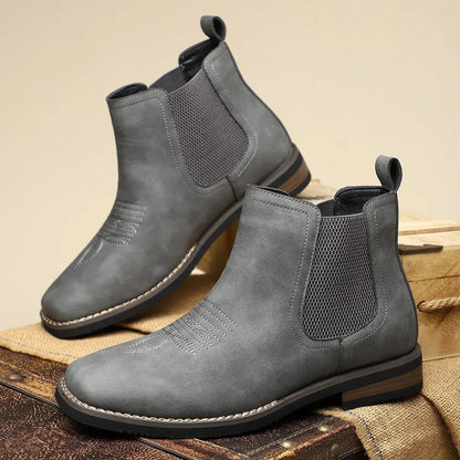 Matthew | Men's Slip-On Chelsea Ankle Boots with Western Stitching
