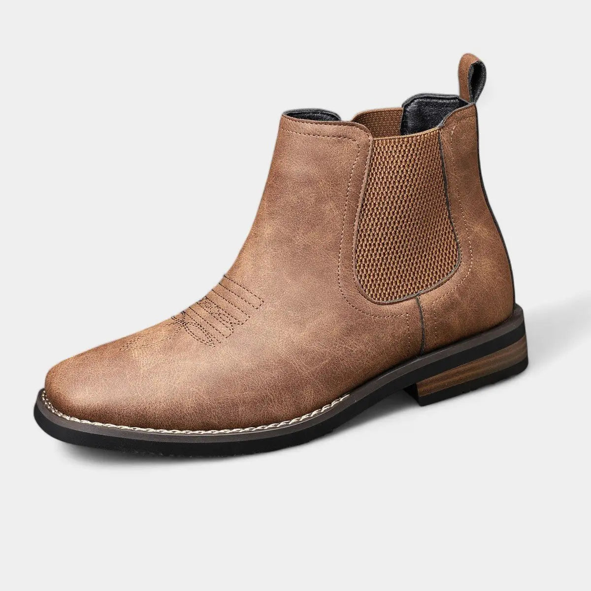 Matthew | Men's Slip-On Chelsea Ankle Boots with Western Stitching