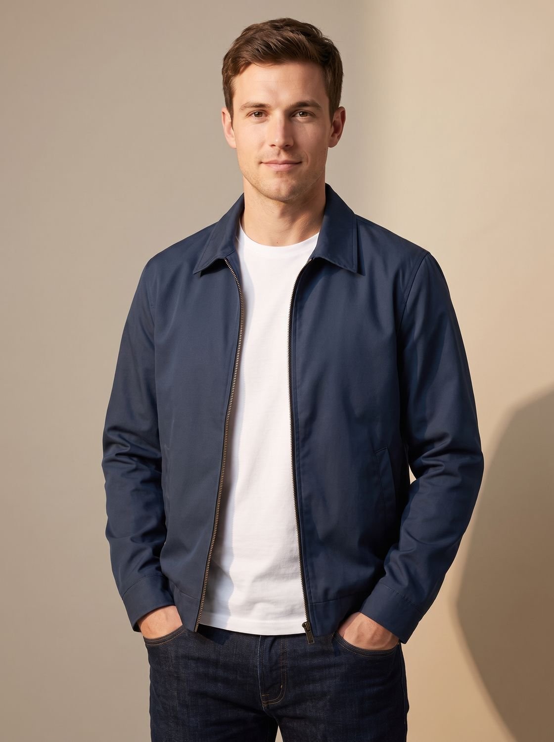 Theo | Men's Smart-Casual Full-Zip Harrington Jacket