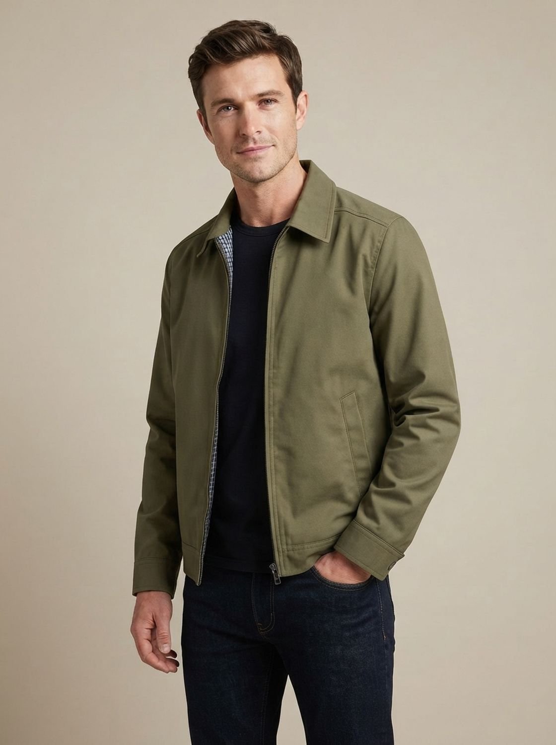 Theo | Men's Smart-Casual Full-Zip Harrington Jacket