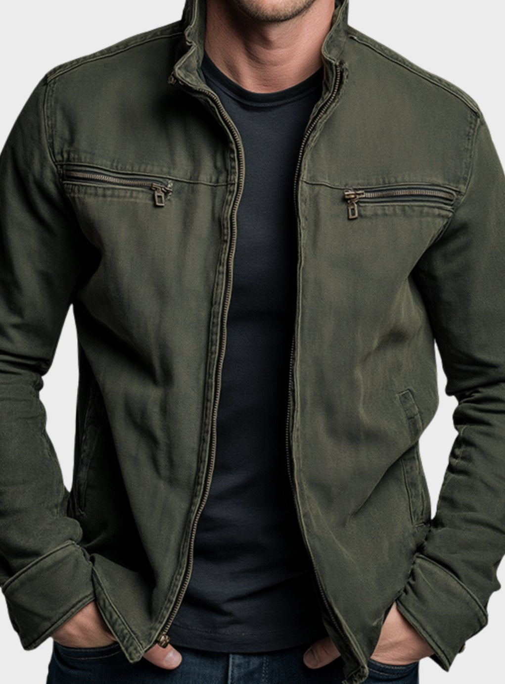 Edward | Men's Slim-Fit Stand-Collar Full-Zip Bomber Jacket