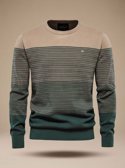 Felix | Men's Striped Colour-Block Crewneck Knit Jumper for Winter