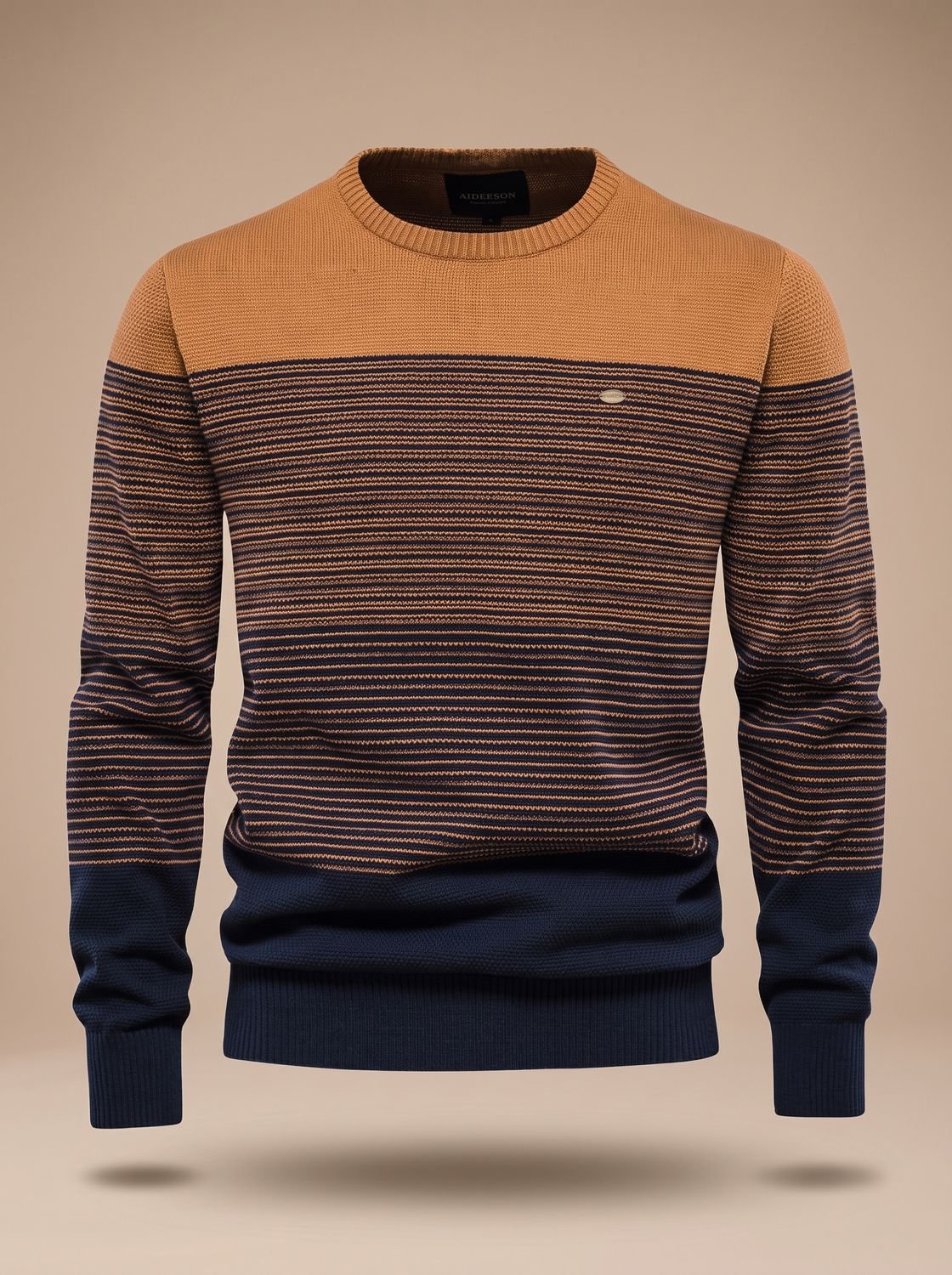 Felix | Men's Striped Colour-Block Crewneck Knit Jumper for Winter