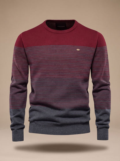 Felix | Men's Striped Colour-Block Crewneck Knit Jumper for Winter