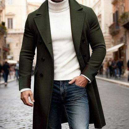 Thomas | Men's Tailored Double-Breasted Long Wool Overcoat for Winter