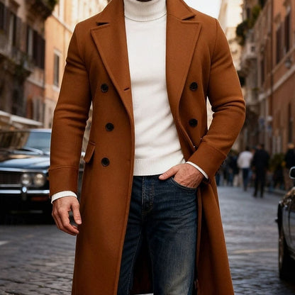 Thomas | Men's Tailored Double-Breasted Long Wool Overcoat for Winter