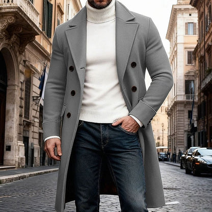 Thomas | Men's Tailored Double-Breasted Long Wool Overcoat for Winter