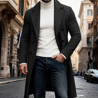 Thomas | Men's Tailored Double-Breasted Long Wool Overcoat for Winter