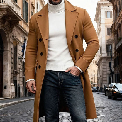 Thomas | Men's Tailored Double-Breasted Long Wool Overcoat for Winter