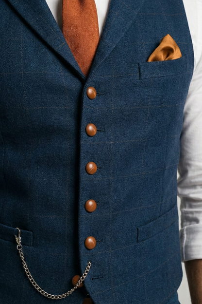Cameron | Men's Classic Tweed V-Neck Waistcoat