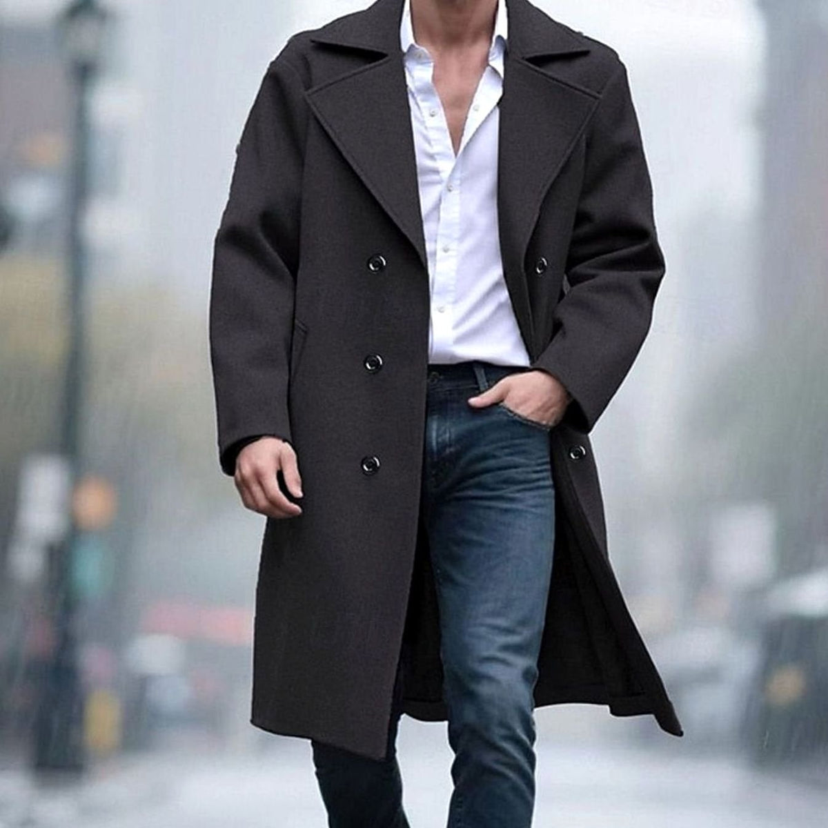 Harry | Men's Premium Wool Double-Breasted Tailored Long Overcoat for Winter